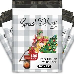 10x13 (20) Christmas Wagon Designer Winter Poly Mailers Self Sealing Waterproof